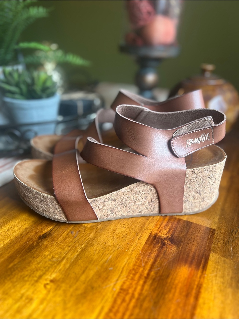 Blowfish Malibu Tan Cork Wedge Sandals